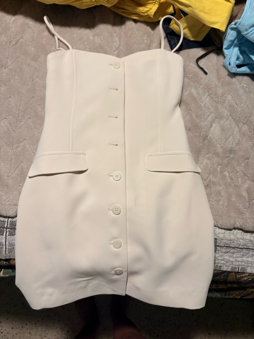 Katie J NYC Cream Button-Front Mini Dress